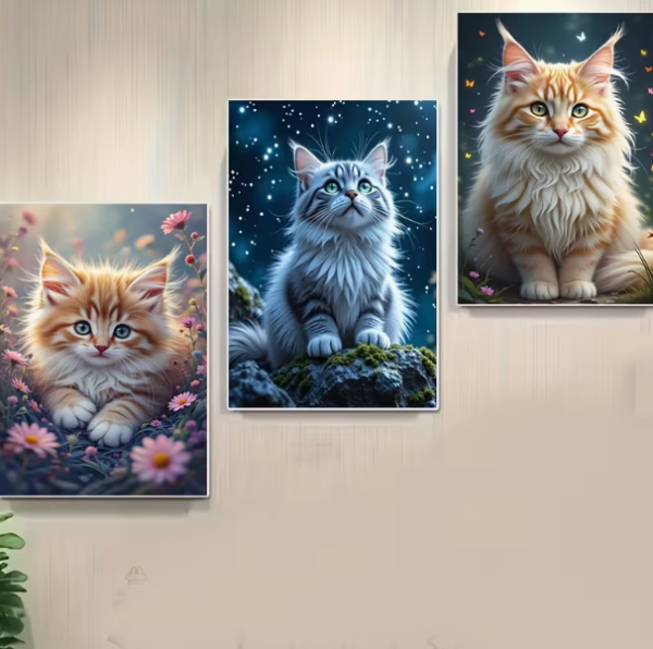 Diamond Painting 3 verschiedene Katzen